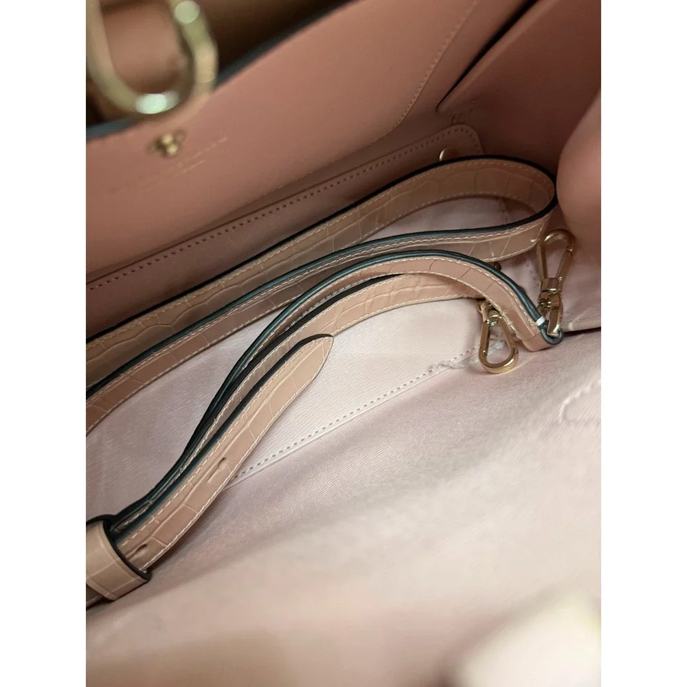 NWOT Kate Spade New York Women's Croc-Embossed Leather & Suede Satchel Bag Pink